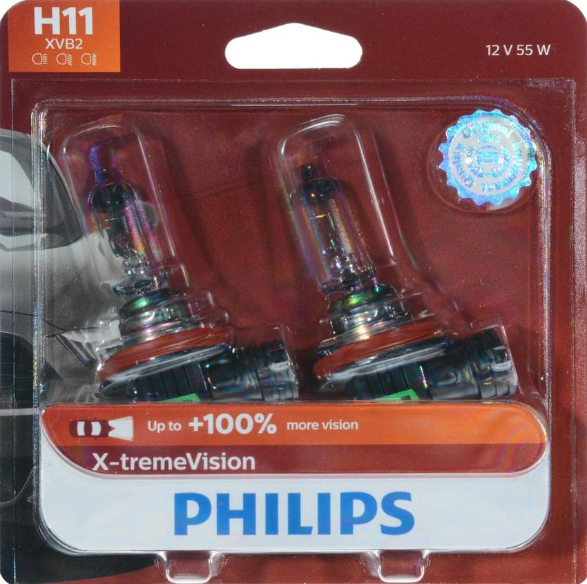 Xtreme Vision (H11 XVB2) (Up to 100 More Vision) (Pack of 2) Philips